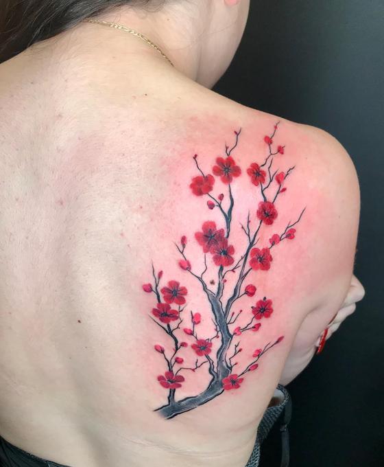 Tatuaż drzewo wiśni